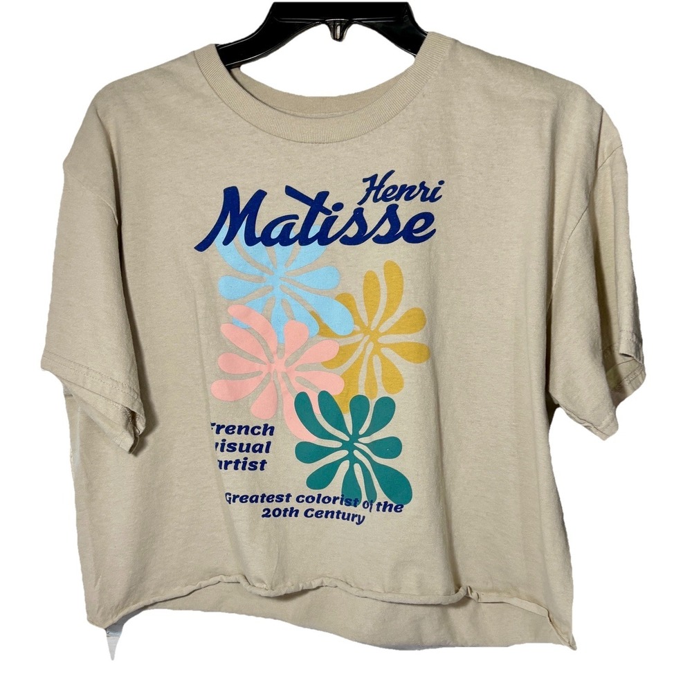 Active Artsy Crop Top Women  Trust The Universe t Shirt Henry Mattisse  Beige L